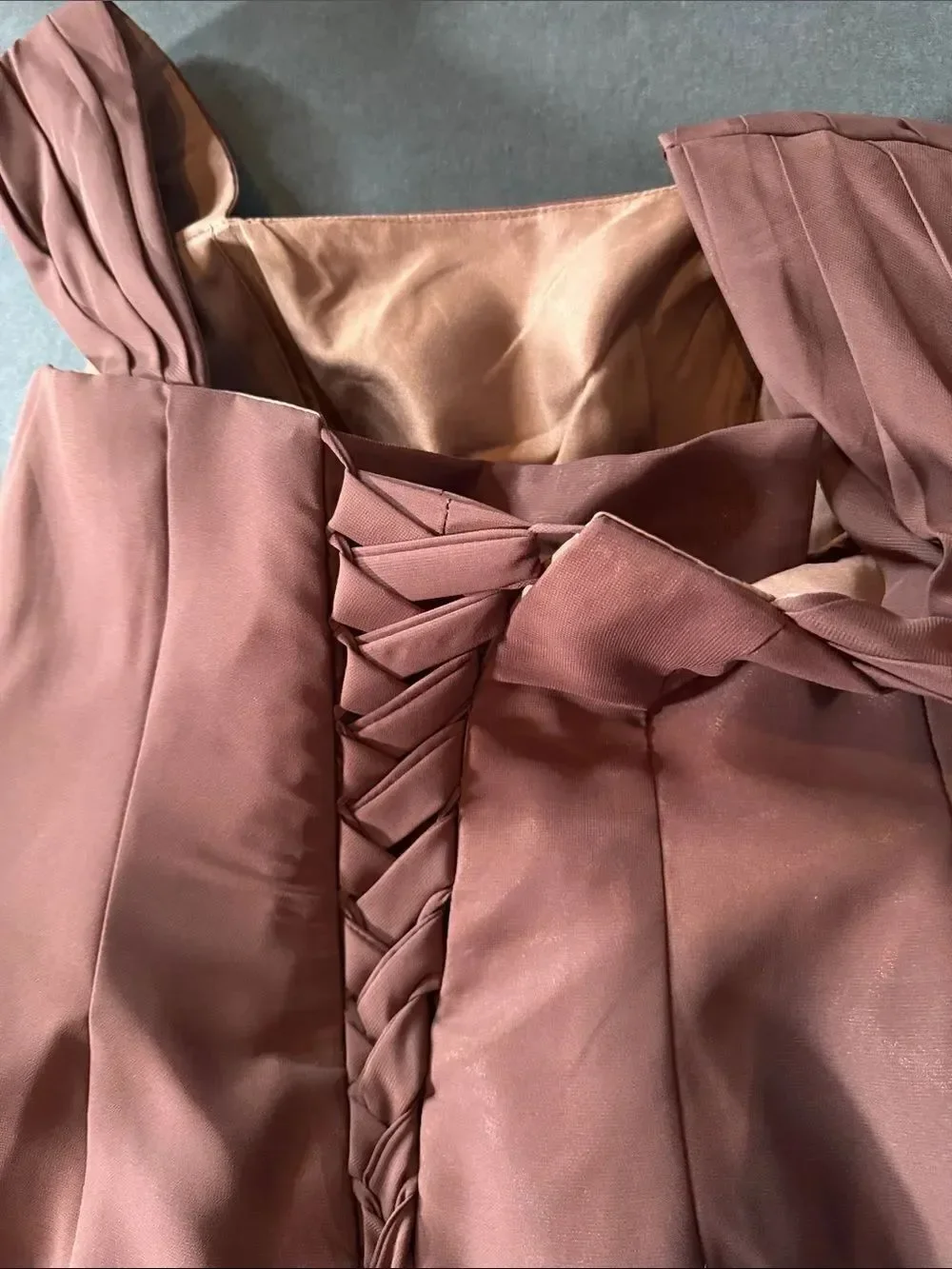 Women’s Brown Chiffon Formal Mother of the Bride Dress Draped Jacket Size 14 NWT